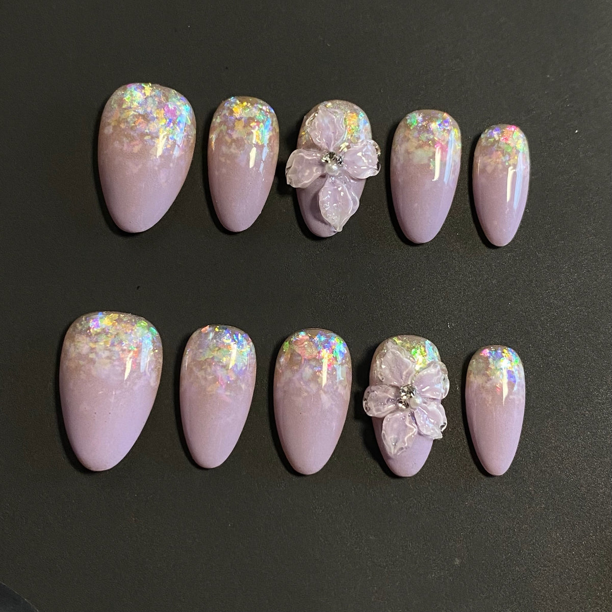 Lilac Blossom Glow short almond press-on nails - view 1