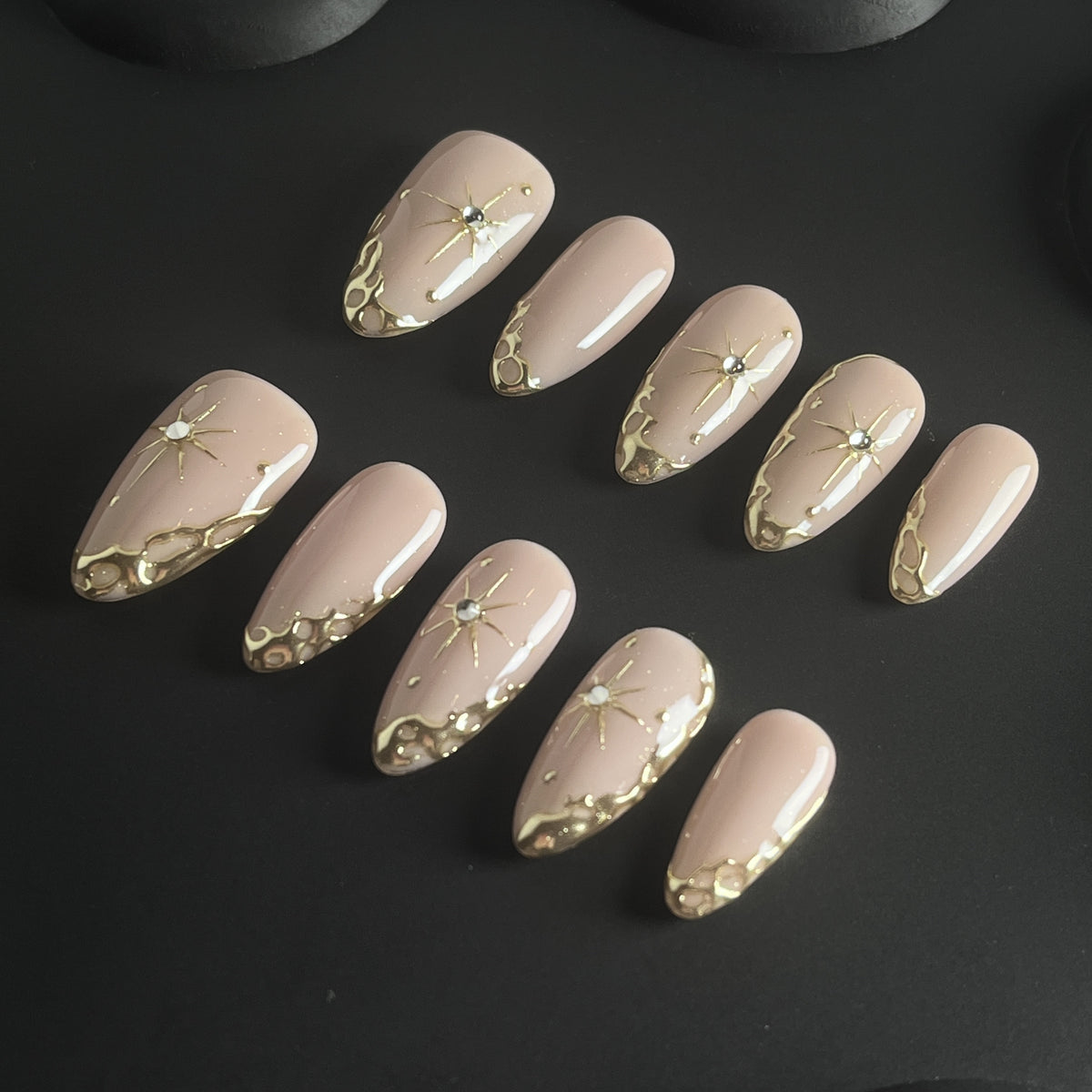 Champagne French Glow short almond press-on nails - view 1