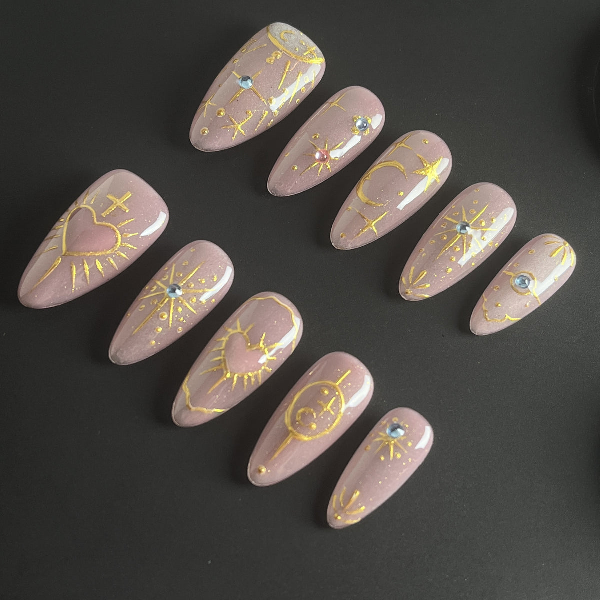 Celestial Blush short almond press-on nails - view 1