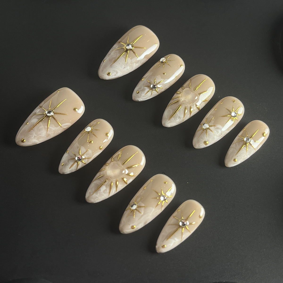 Pearl Starfall short almond press-on nails - view 1