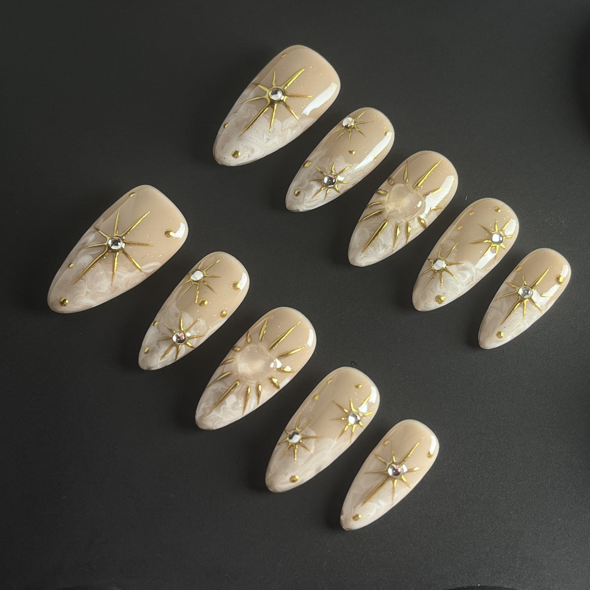 Pearl Starfall short almond press-on nails - view 2
