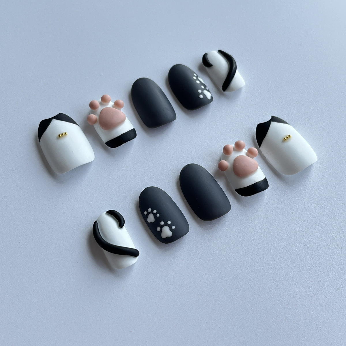 Monochrome Bow Edit short almond press-on nails - view 3