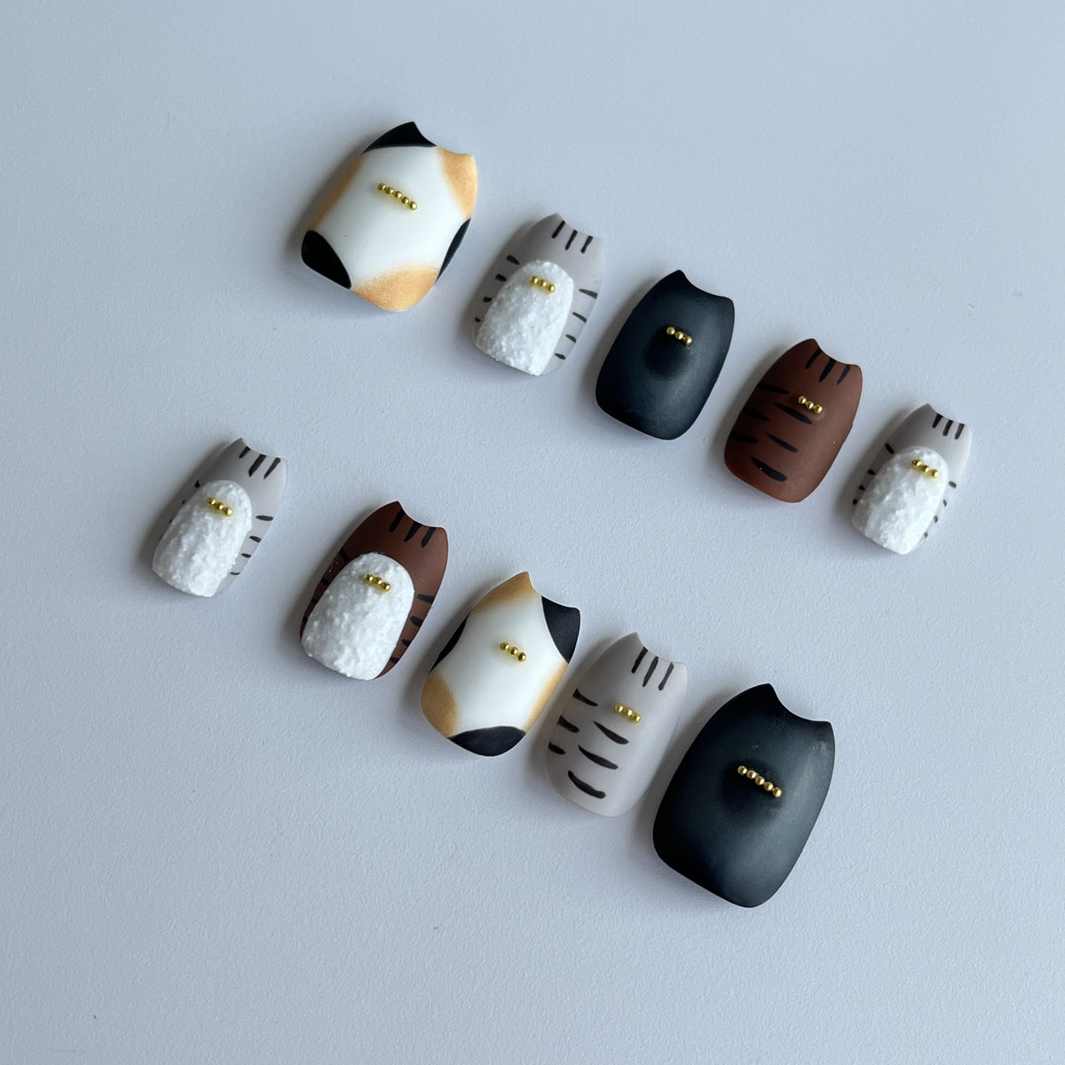 Mocha Geometry short almond press-on nails - view 1