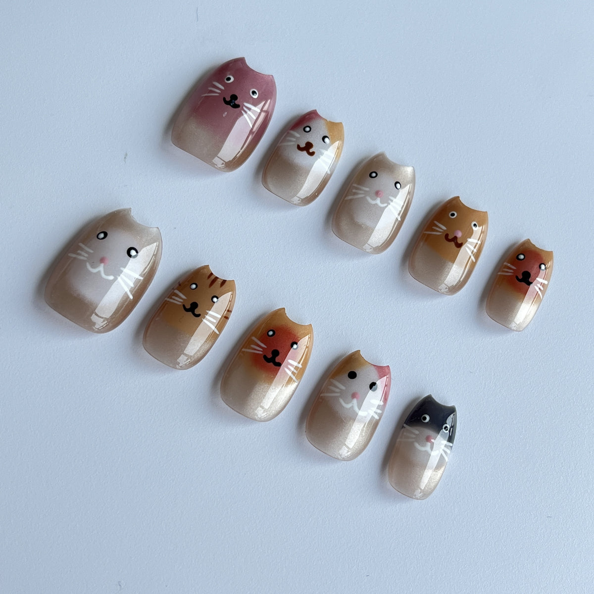 Caramel Tortoiseshell short almond press-on nails - view 1