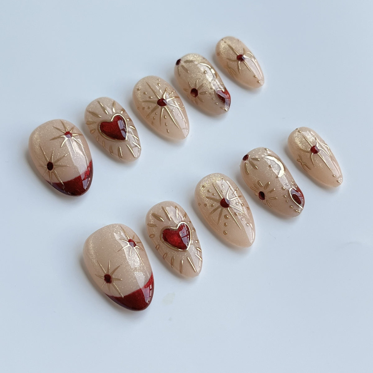 Rustic Gold Bloom short almond press-on nails - view 3
