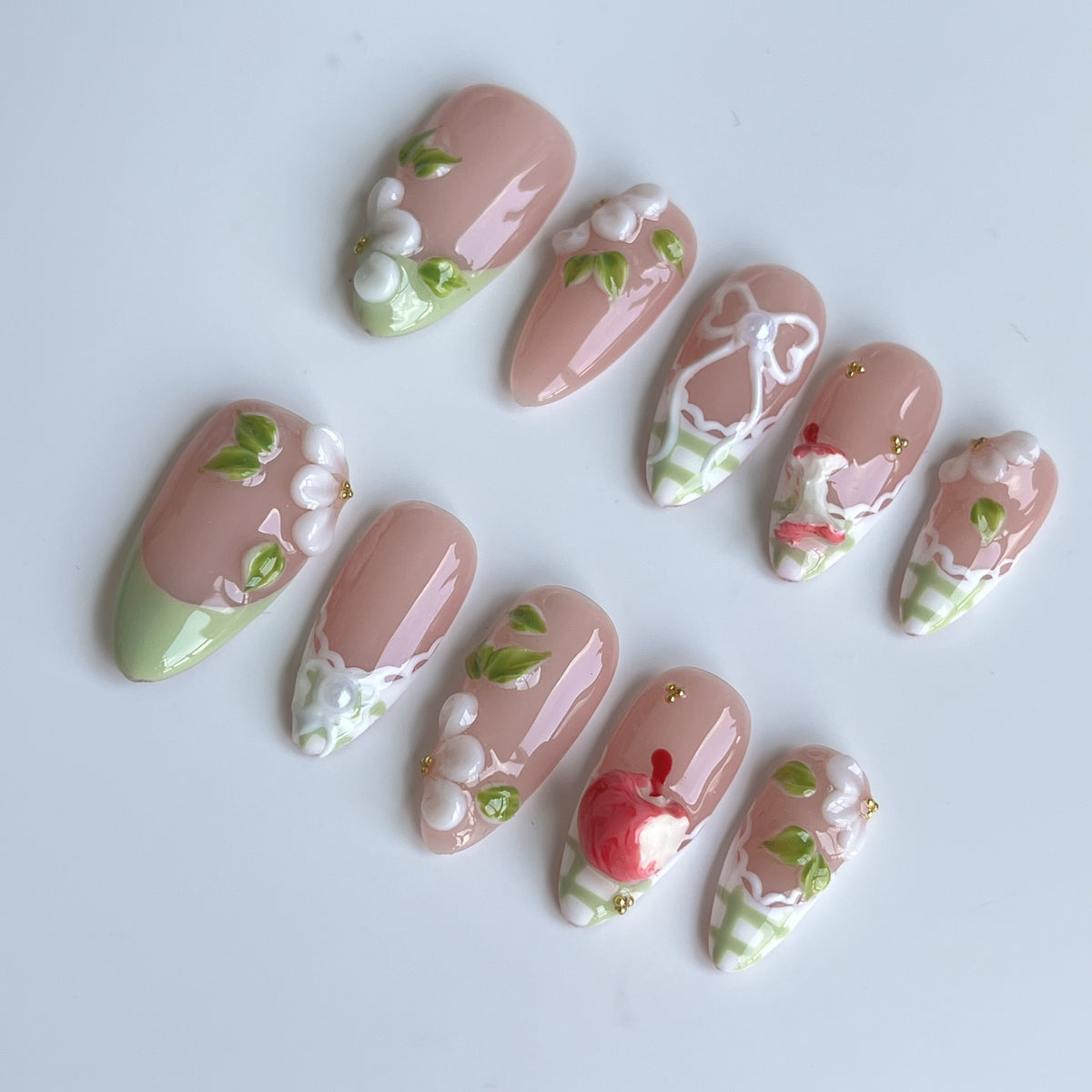 Cottage Rose short almond press-on nails - view 2