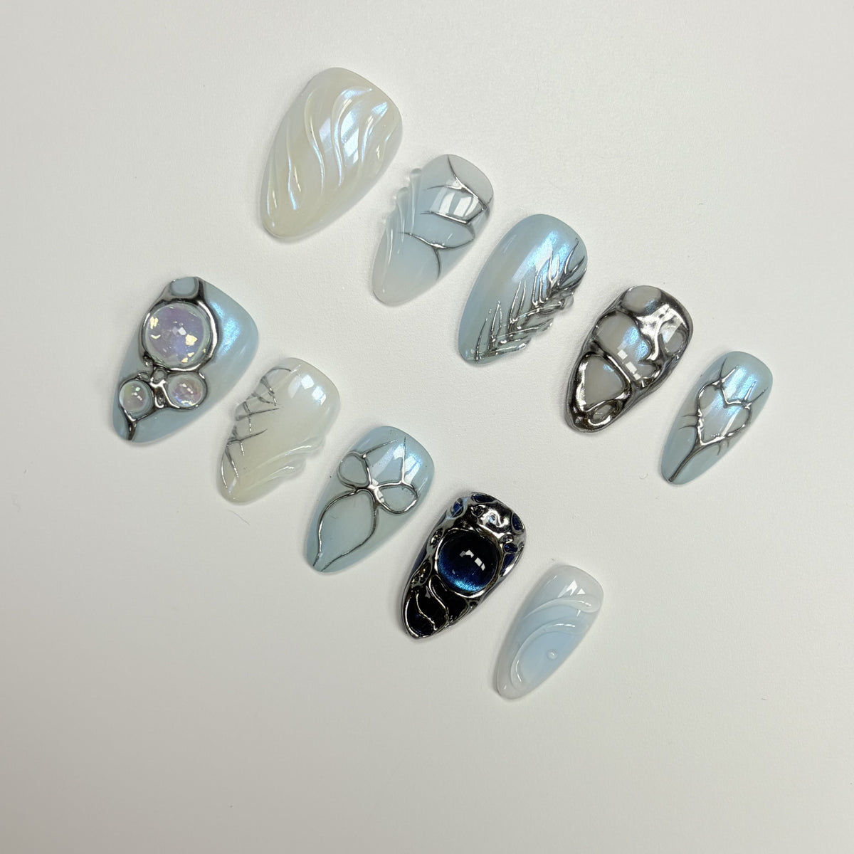 Arctic Jewel short almond press-on nails - view 1