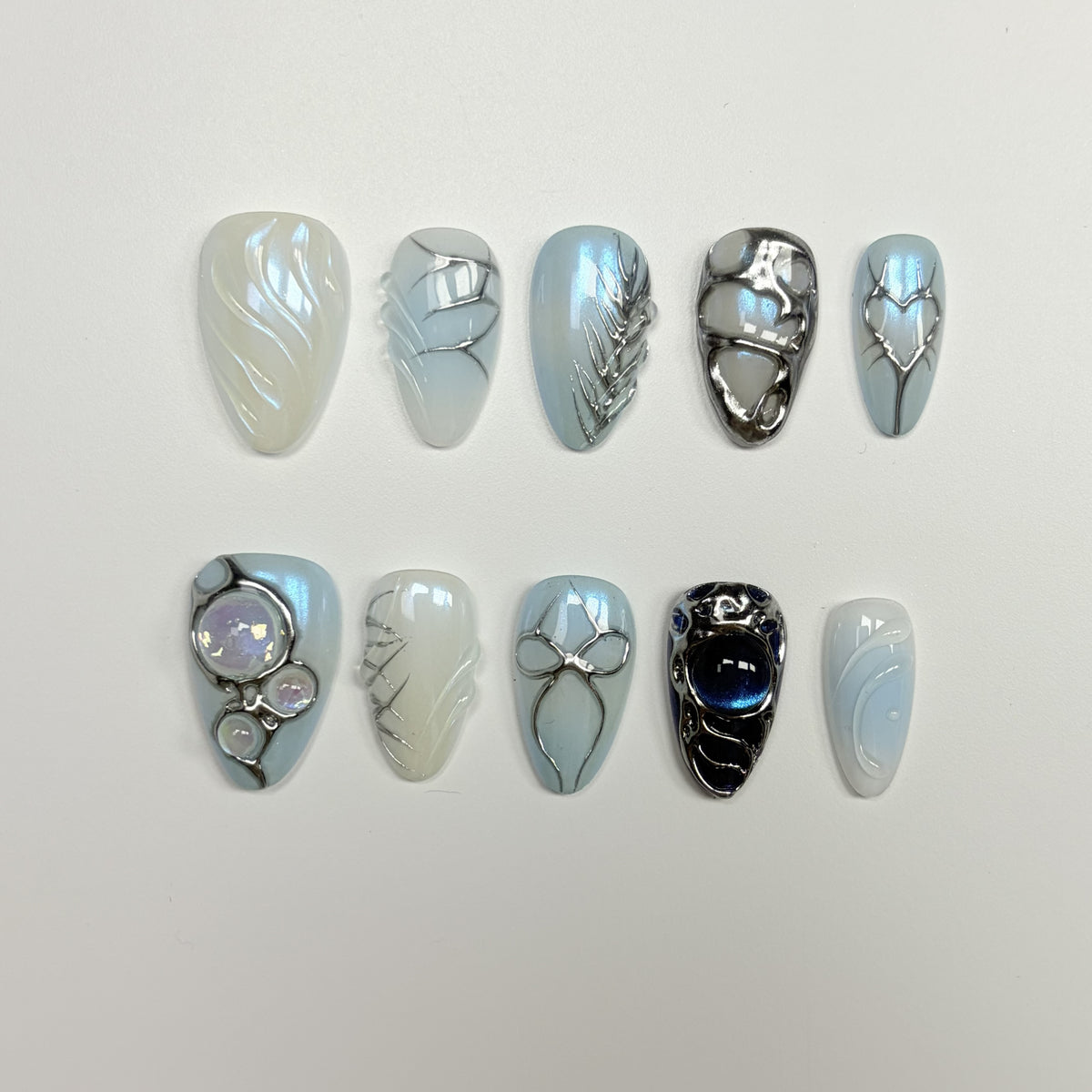 Arctic Jewel short almond press-on nails - view 2