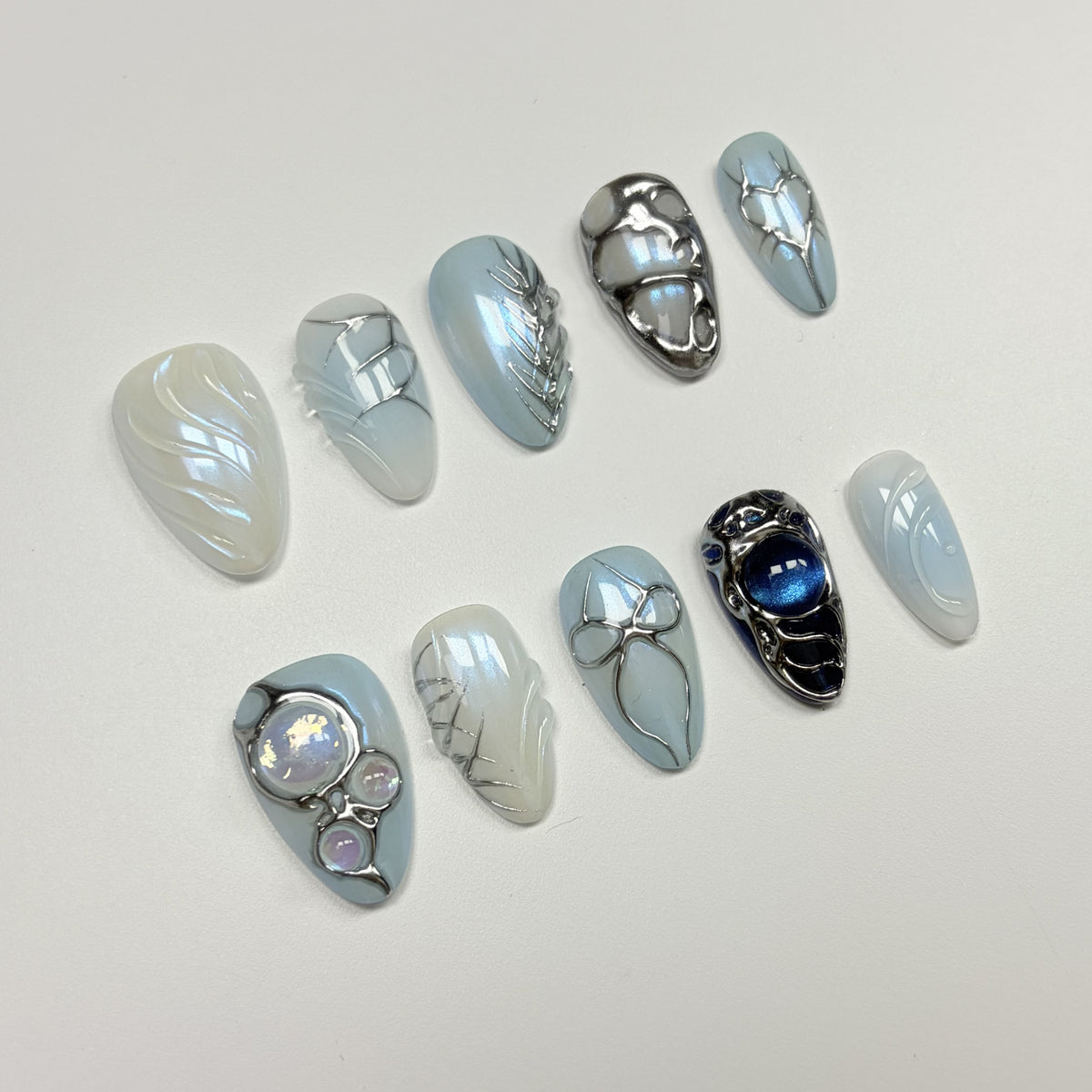 Arctic Jewel short almond press-on nails - view 3