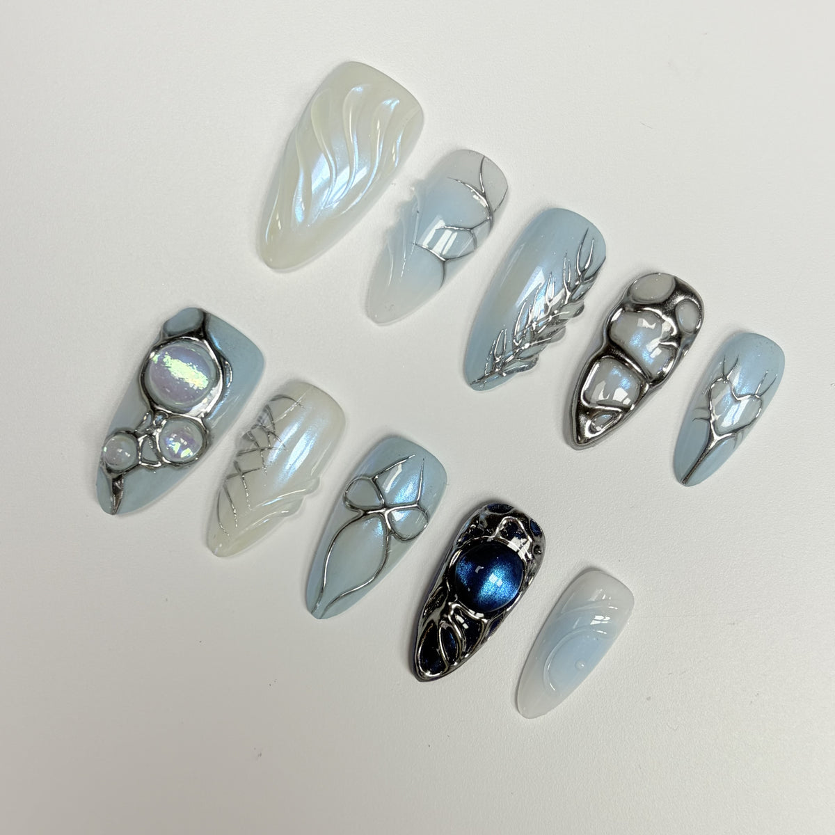 Arctic Jewel short almond press-on nails - view 4