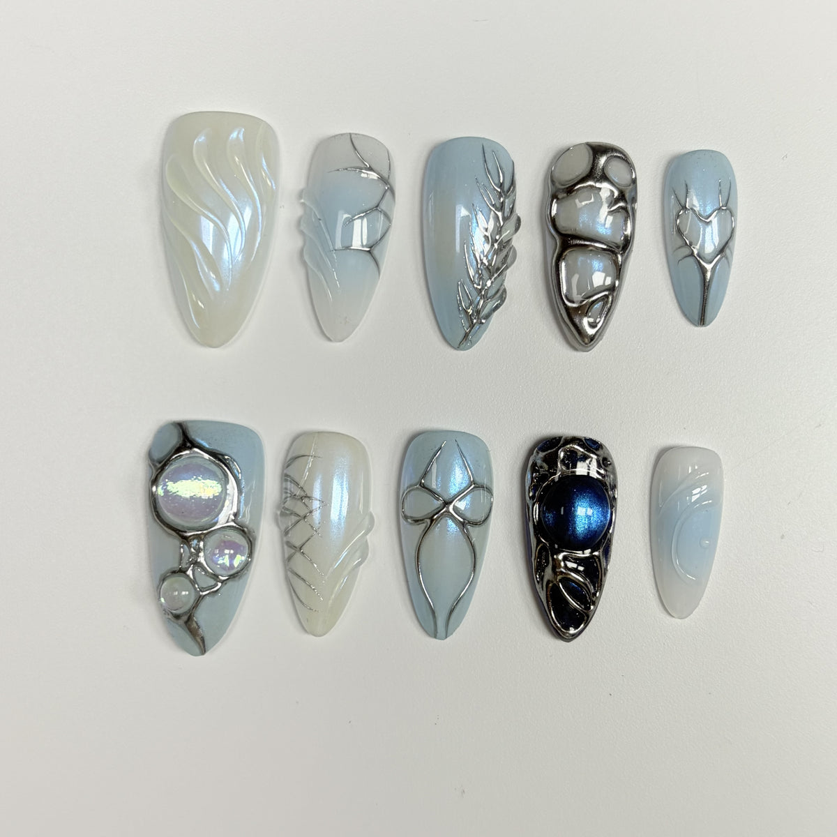 Arctic Jewel short almond press-on nails - view 5