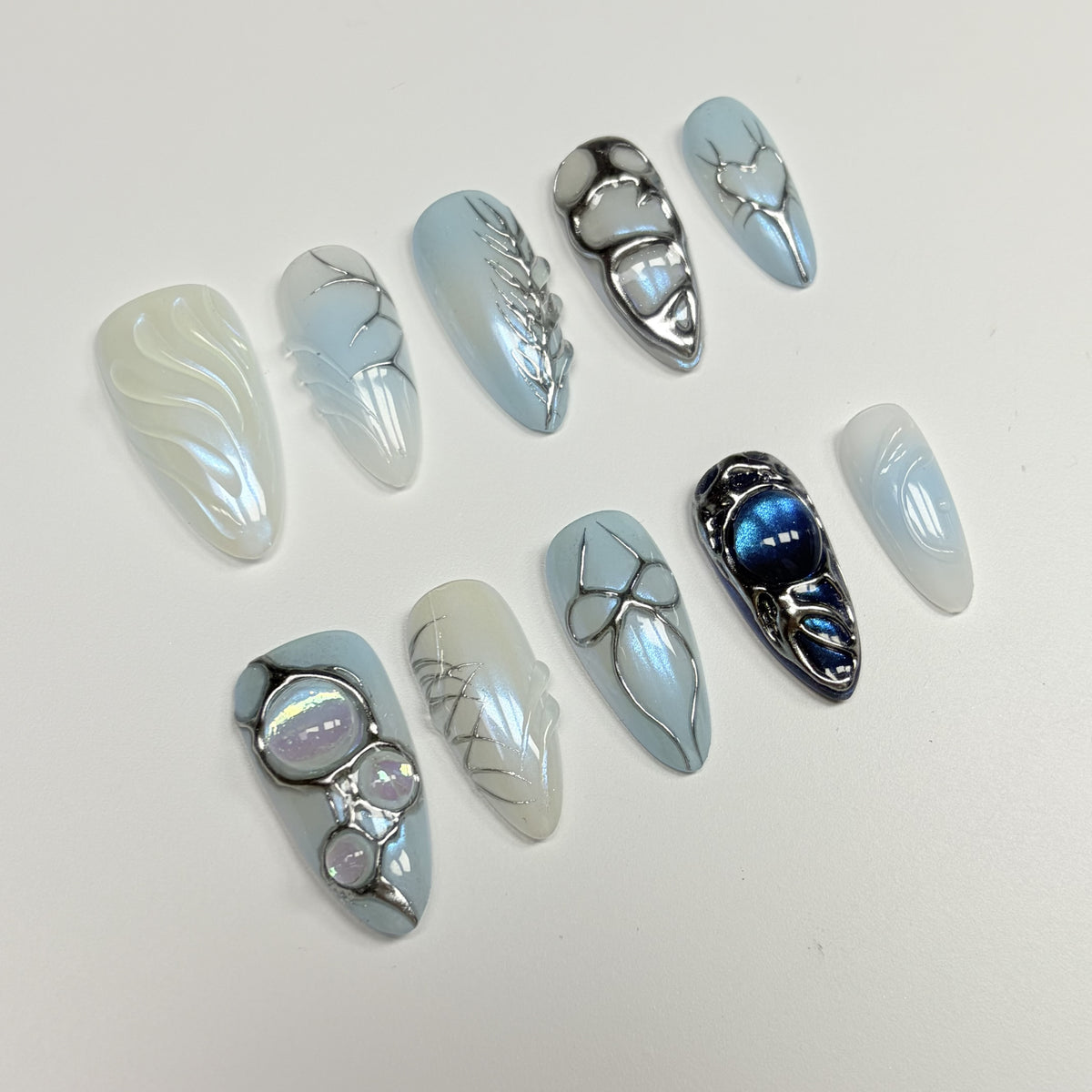 Arctic Jewel short almond press-on nails - view 6