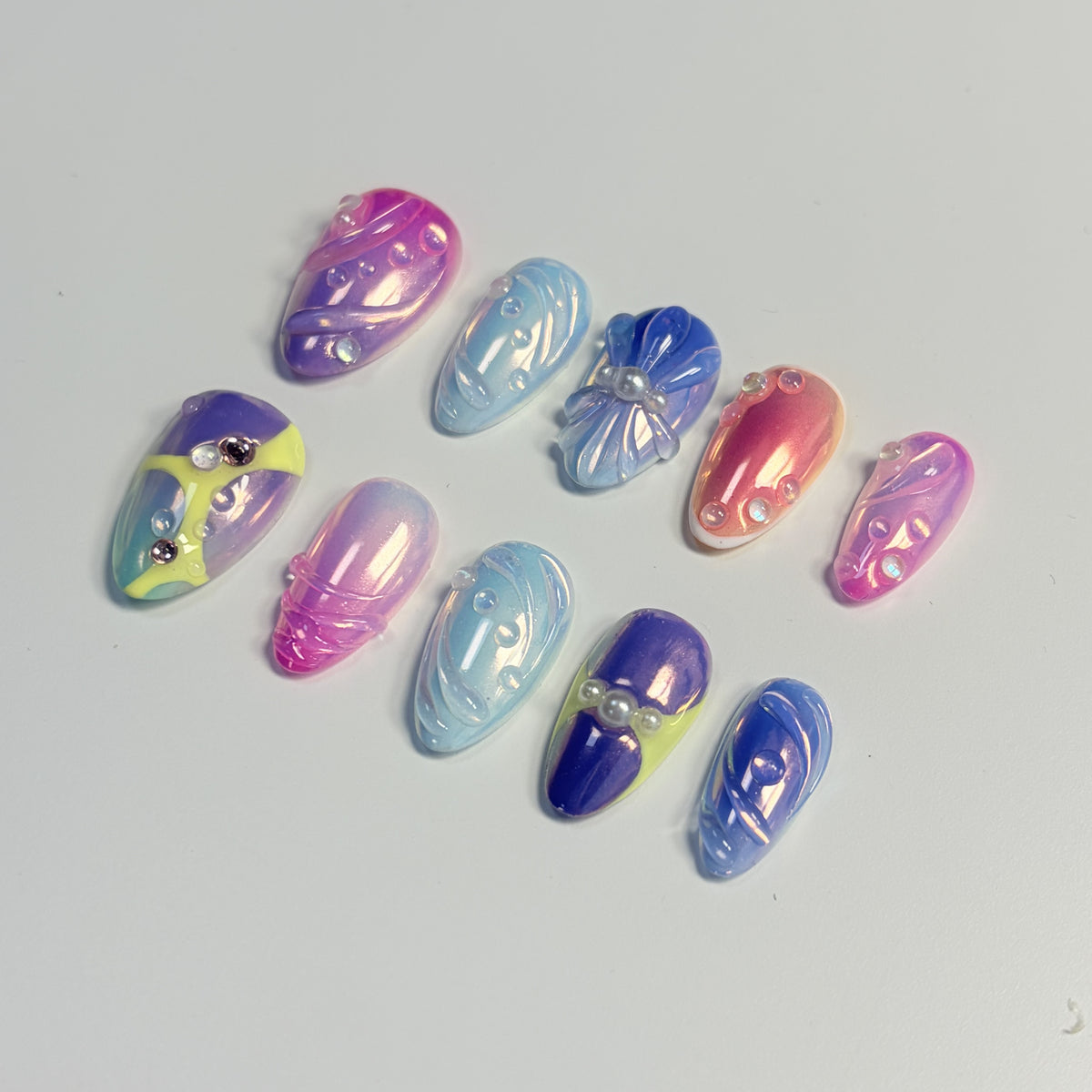 Rainbow Sorbet short almond press-on nails - view 1