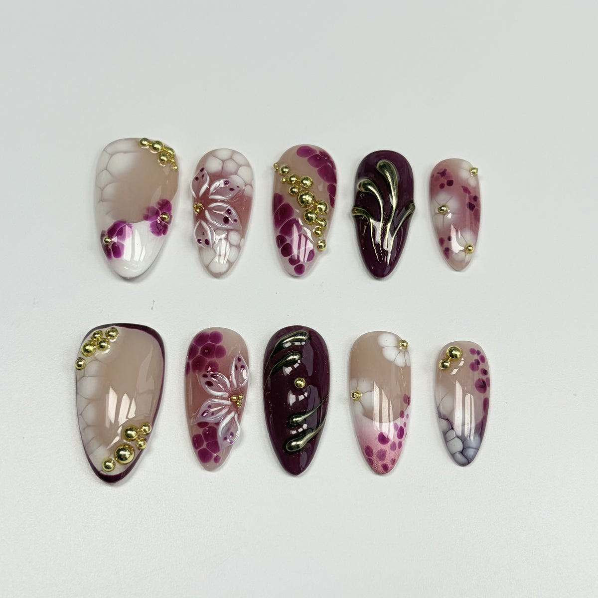 Mulberry Romance short almond press-on nails - view 1