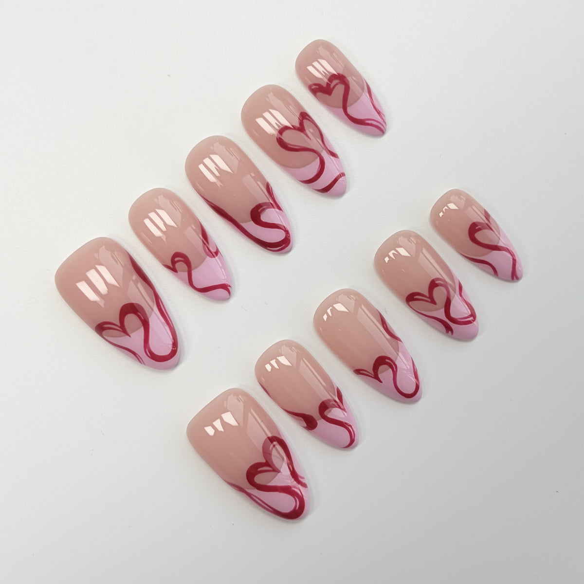 Pink Ribbon Twist short almond press-on nails - view 1