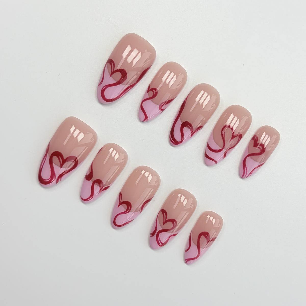 Pink Ribbon Twist short almond press-on nails - view 2