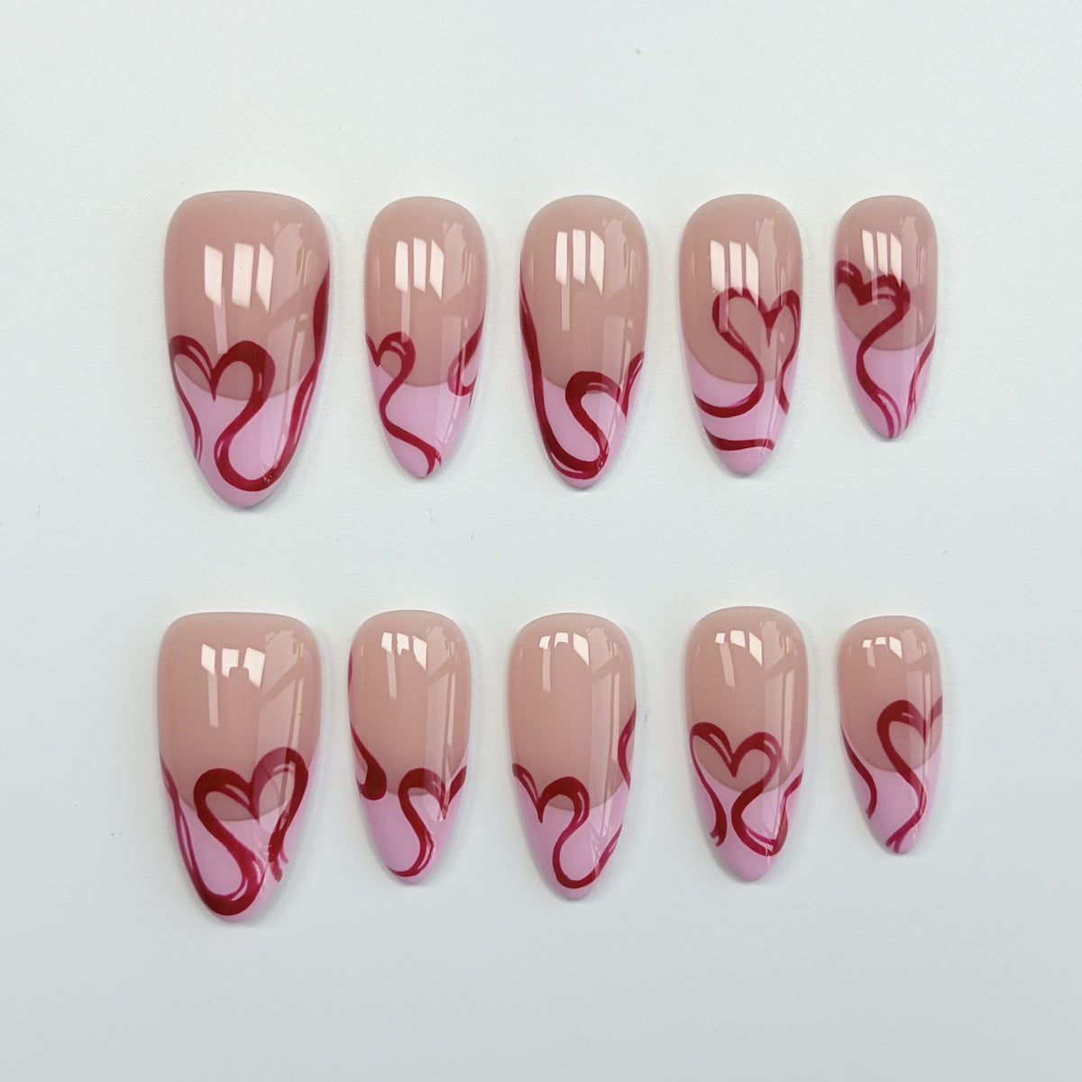 Pink Ribbon Twist short almond press-on nails - view 3