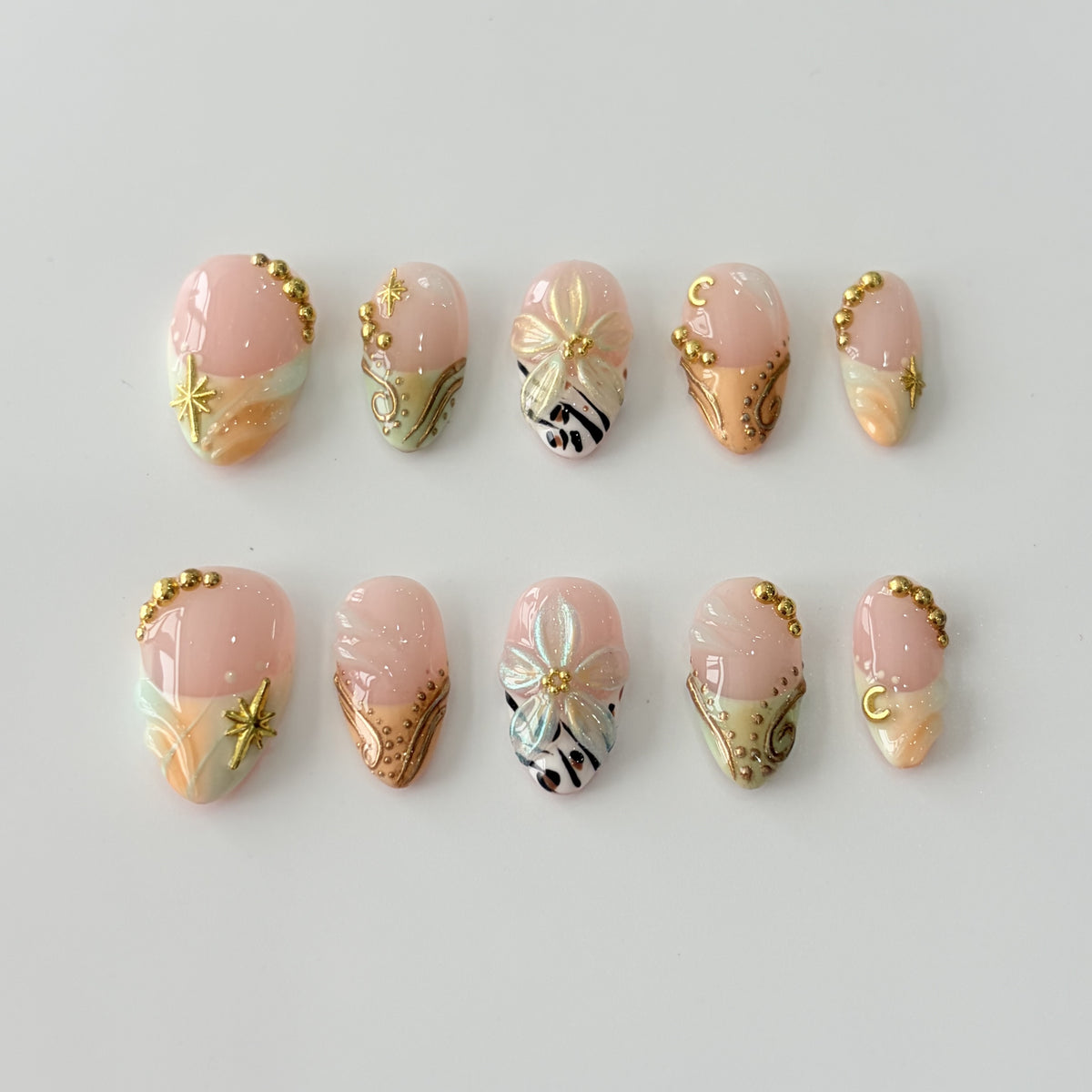 Golden Daisy Meadow short almond press-on nails - view 3