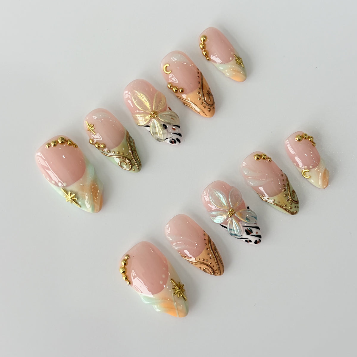Golden Daisy Meadow short almond press-on nails - view 5