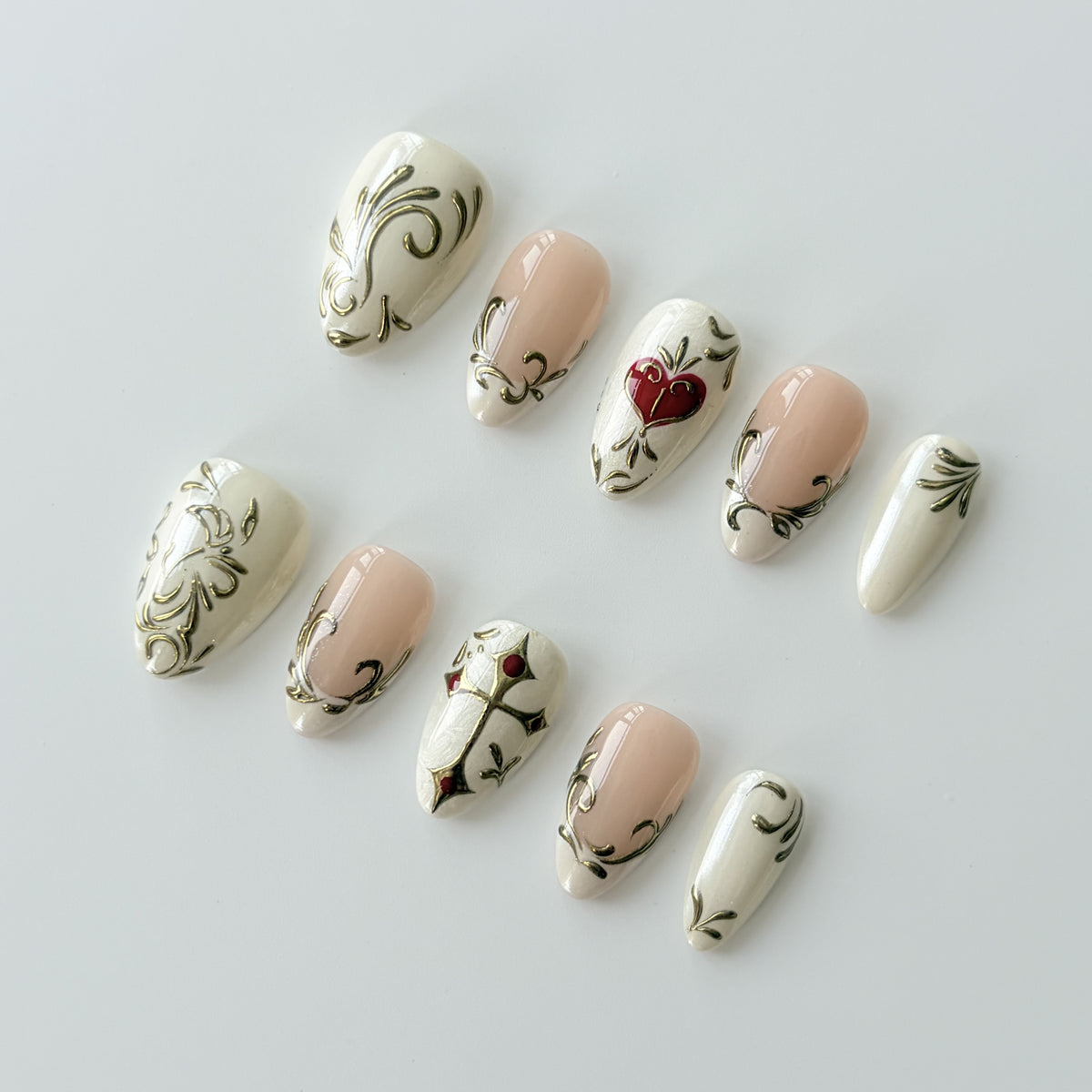 Porcelain Cherry short almond press-on nails - view 1