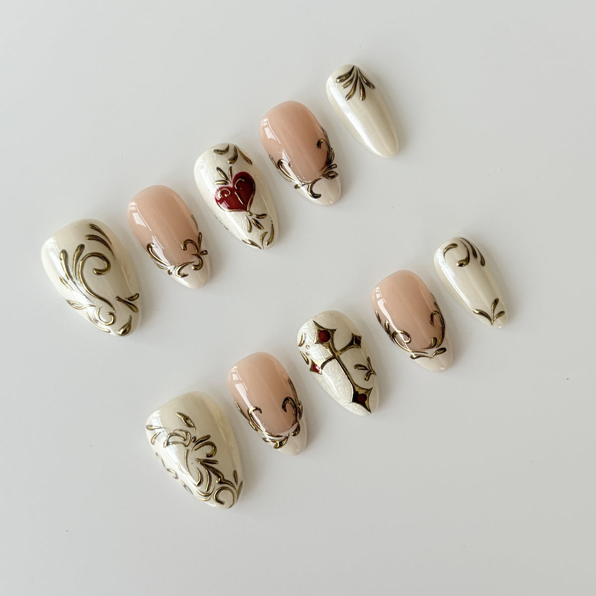 Porcelain Cherry short almond press-on nails - view 3
