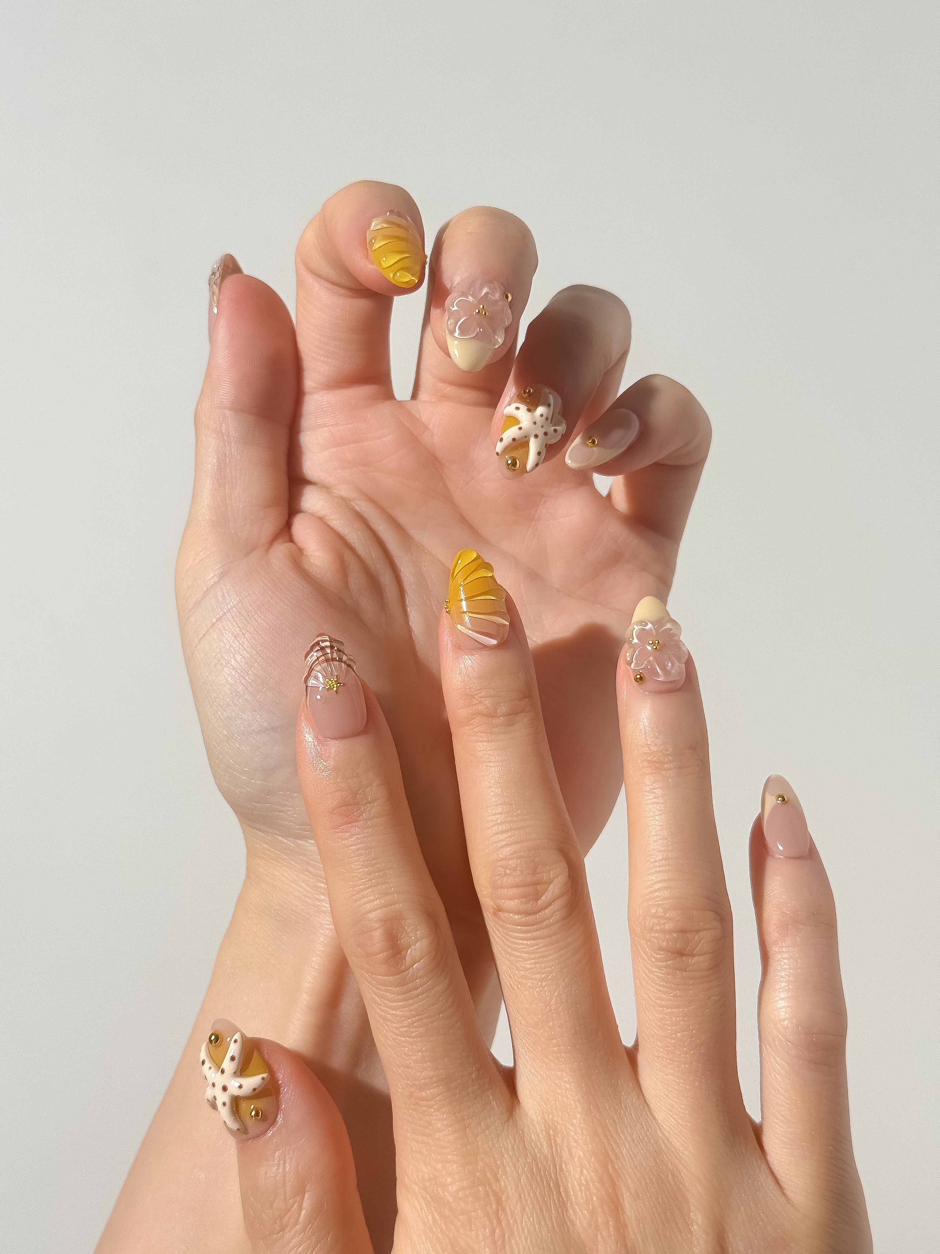 Golden Shore press-on nails lifestyle 2