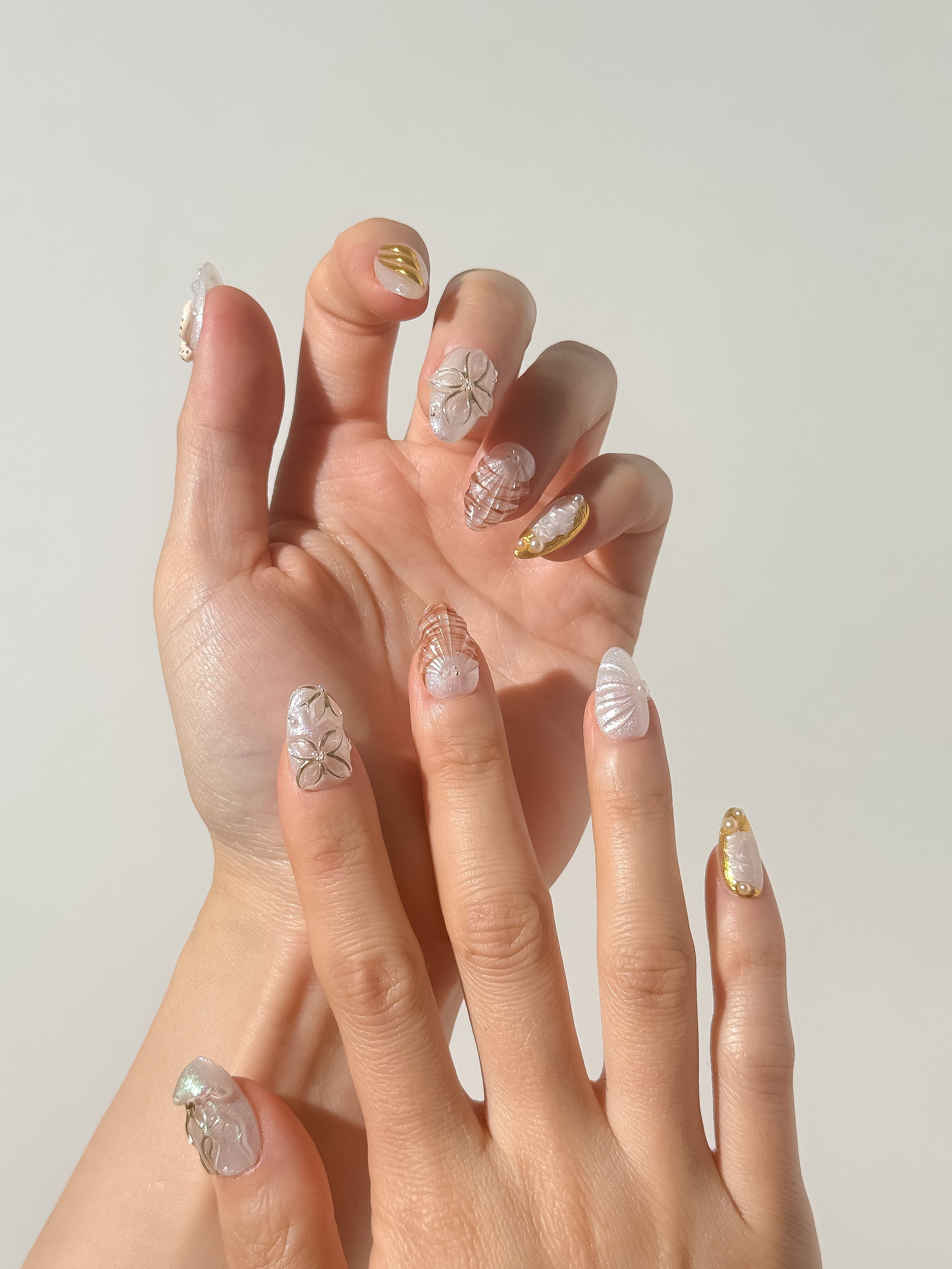 Pearl Shore press-on nails on hand