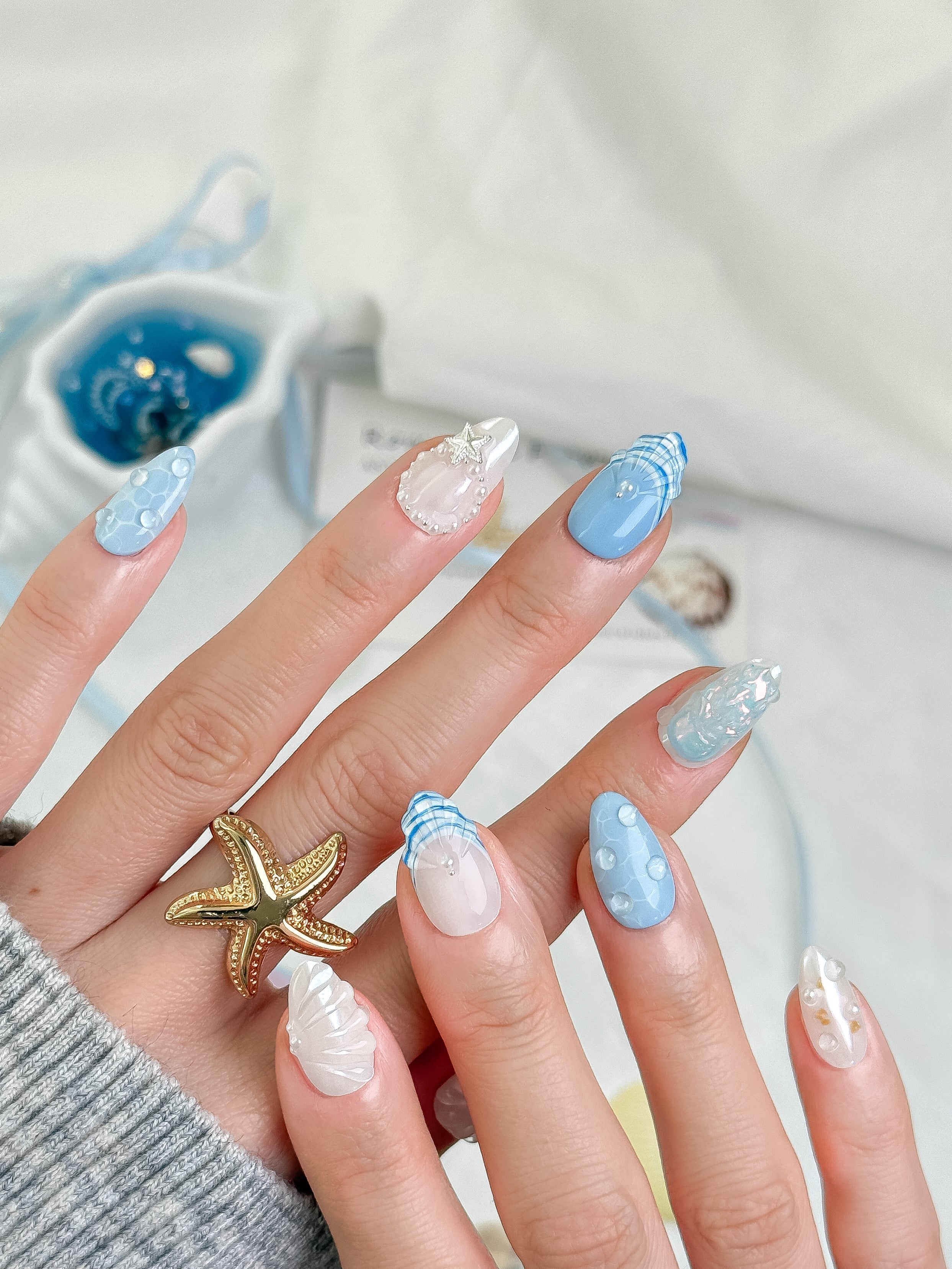 Ocean Mist press-on nails lifestyle