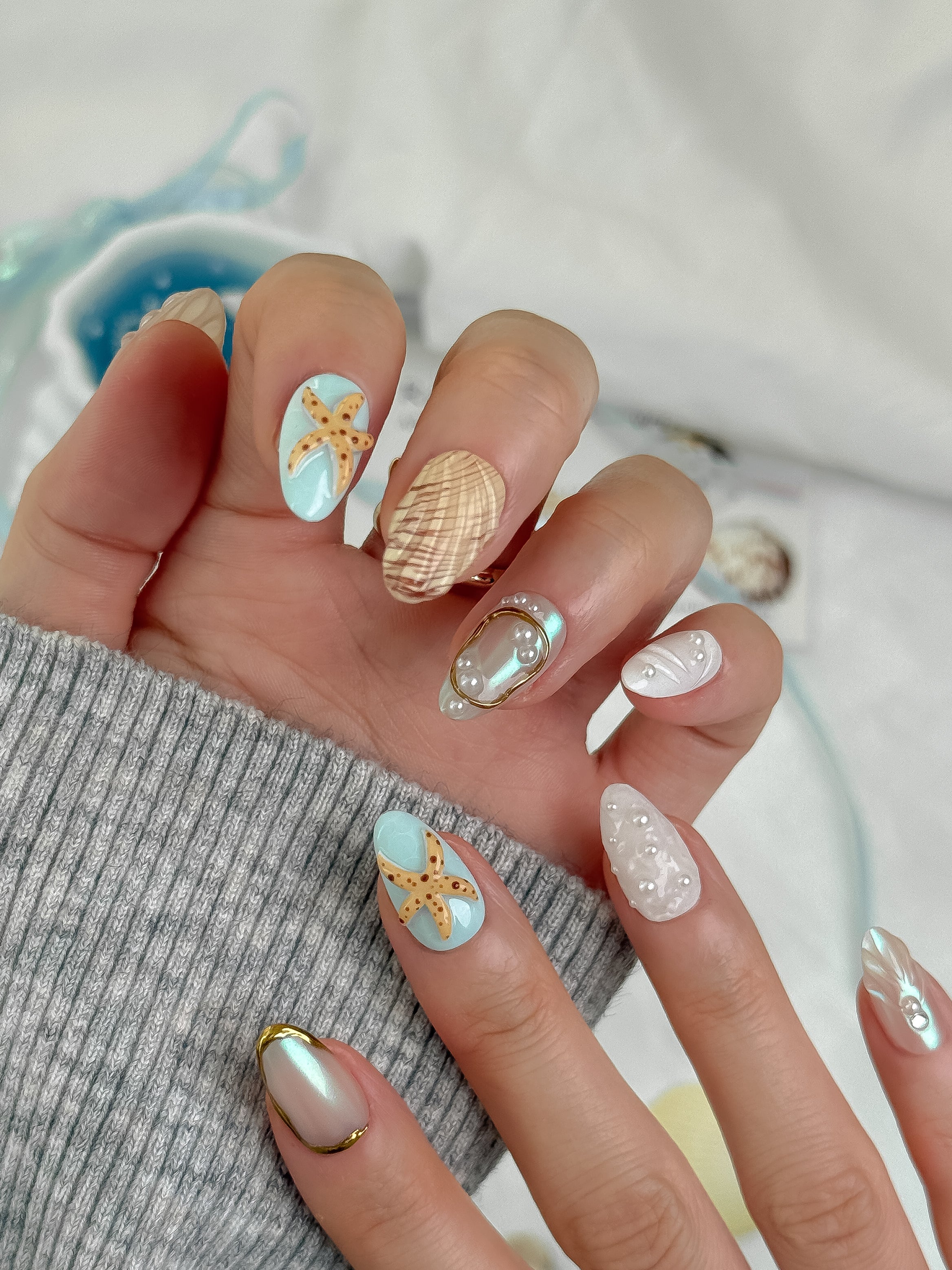 Pearl Tide press-on nails lifestyle 2