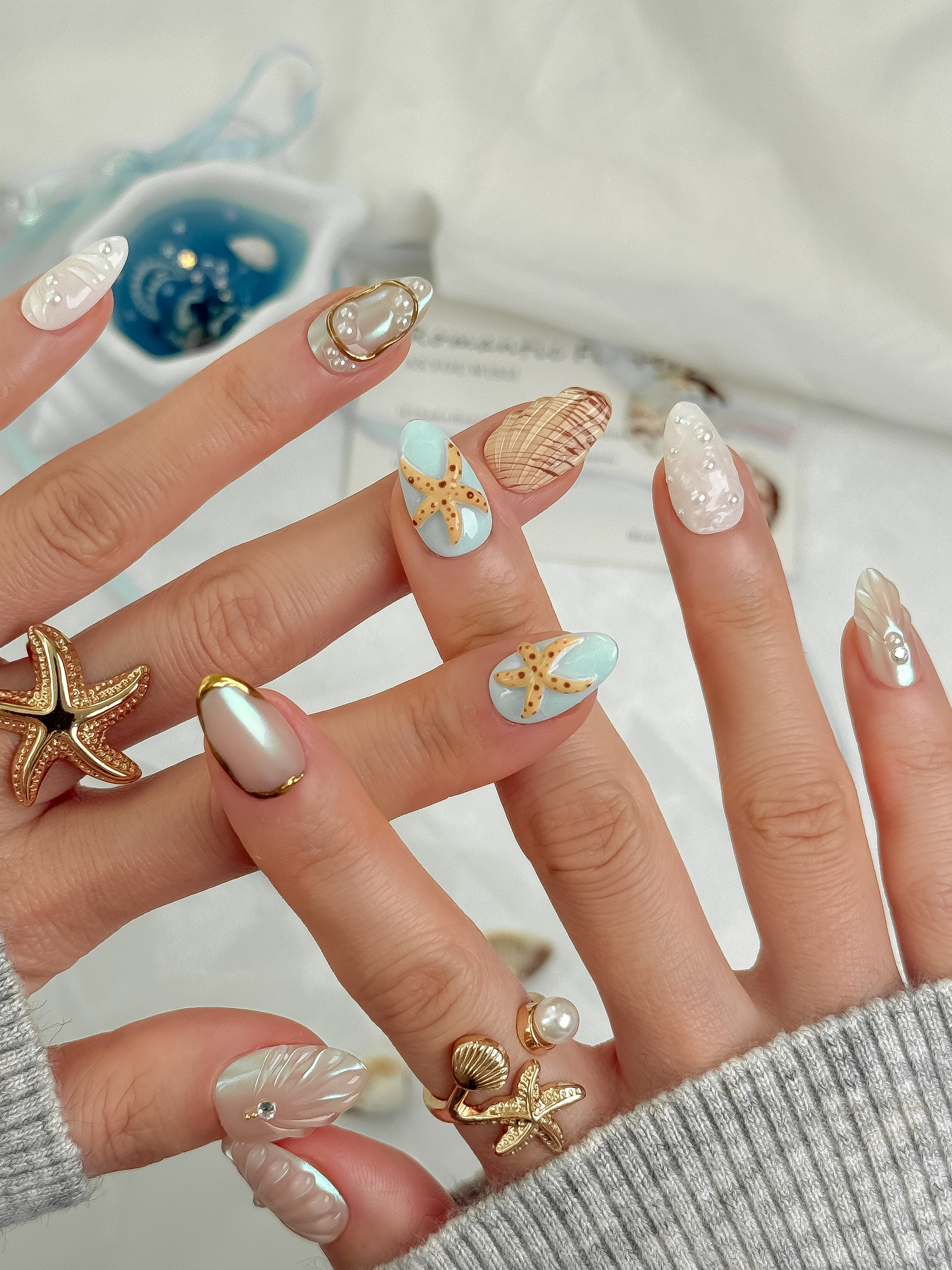 Pearl Tide press-on nails lifestyle 3