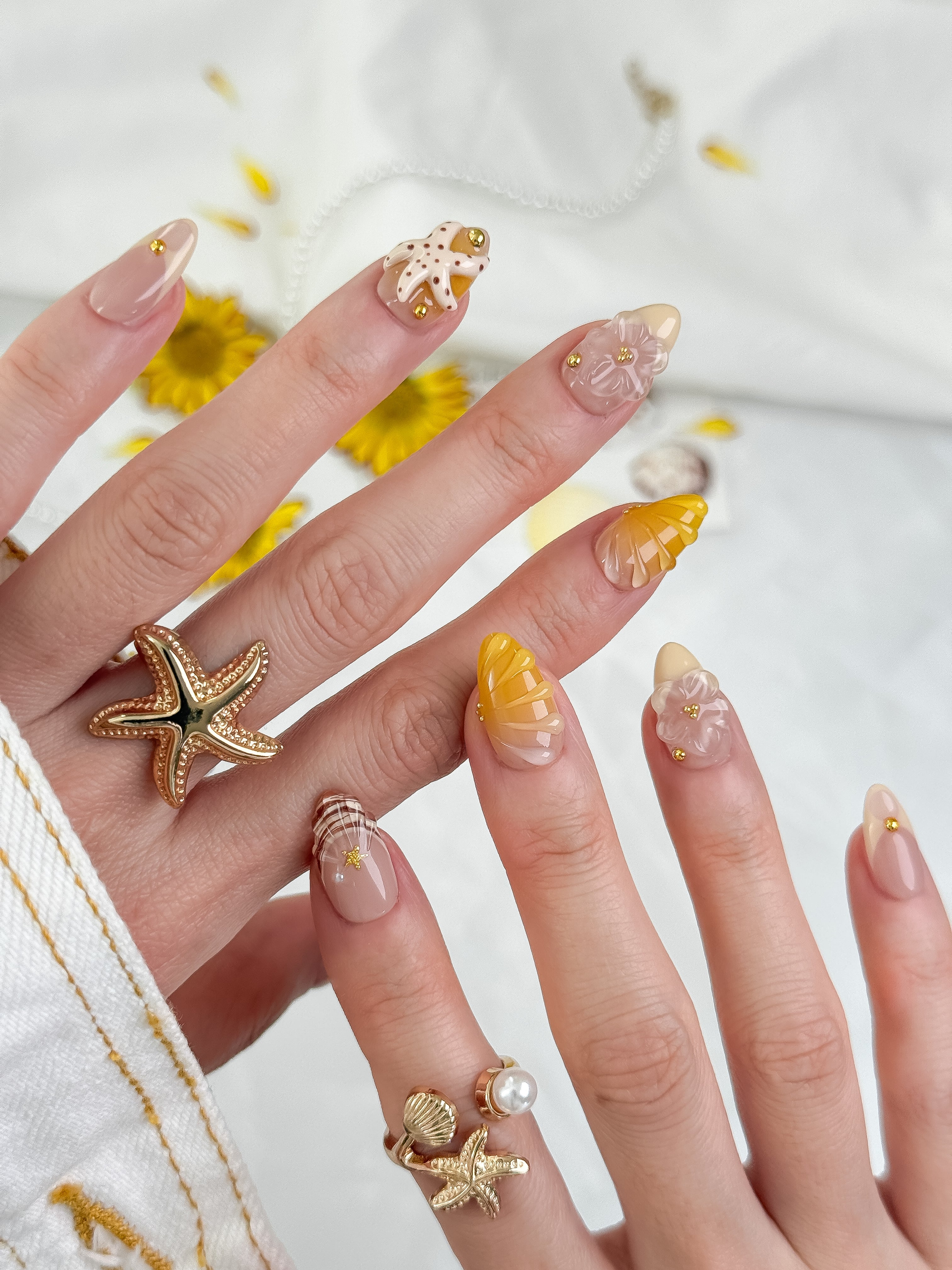Golden Shore press-on nails on hand