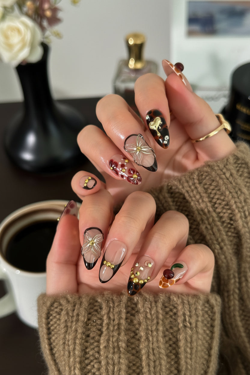 Autumn Opulence press-on nails - on hand lifestyle photo