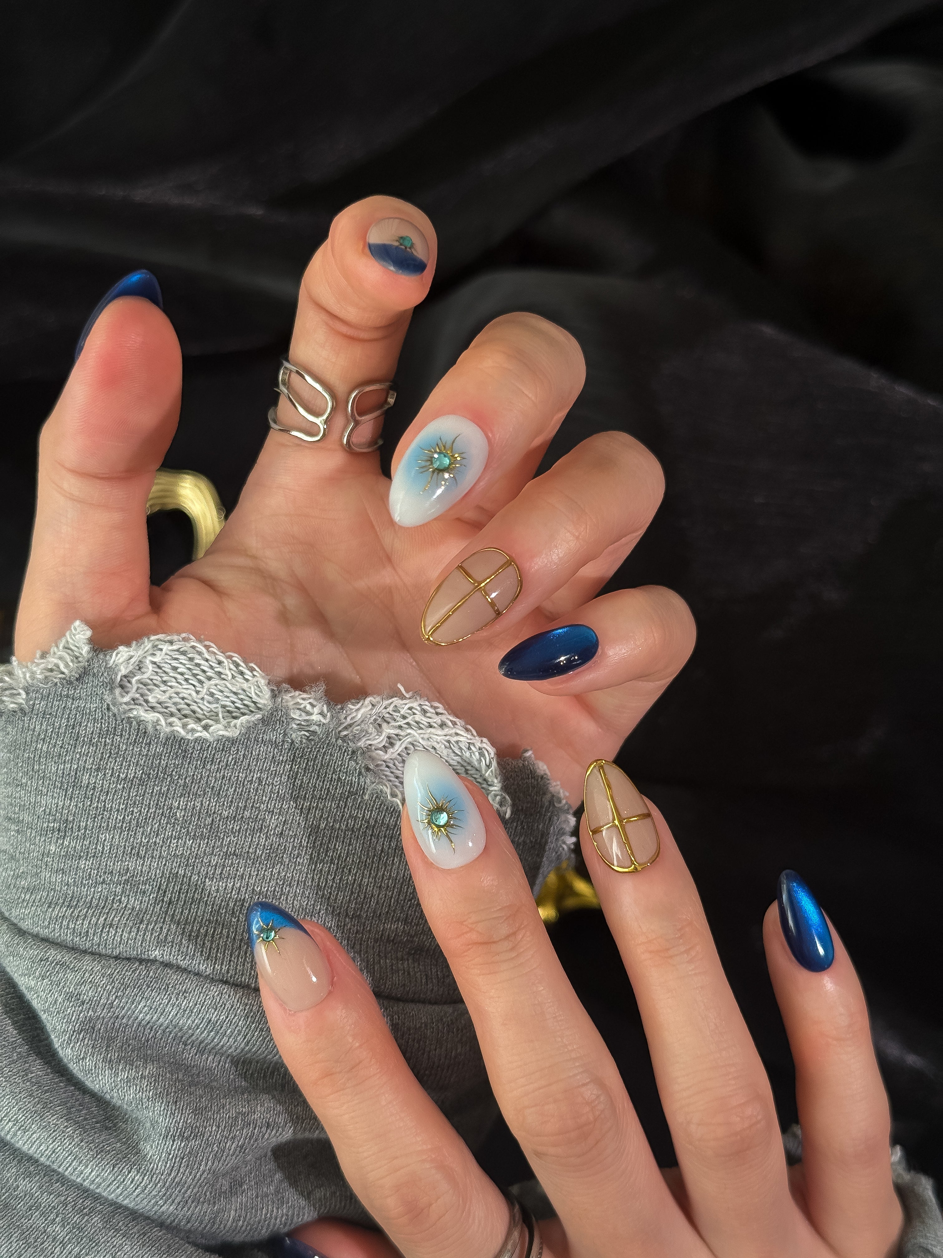 Sapphire Sky press-on nails lifestyle 2