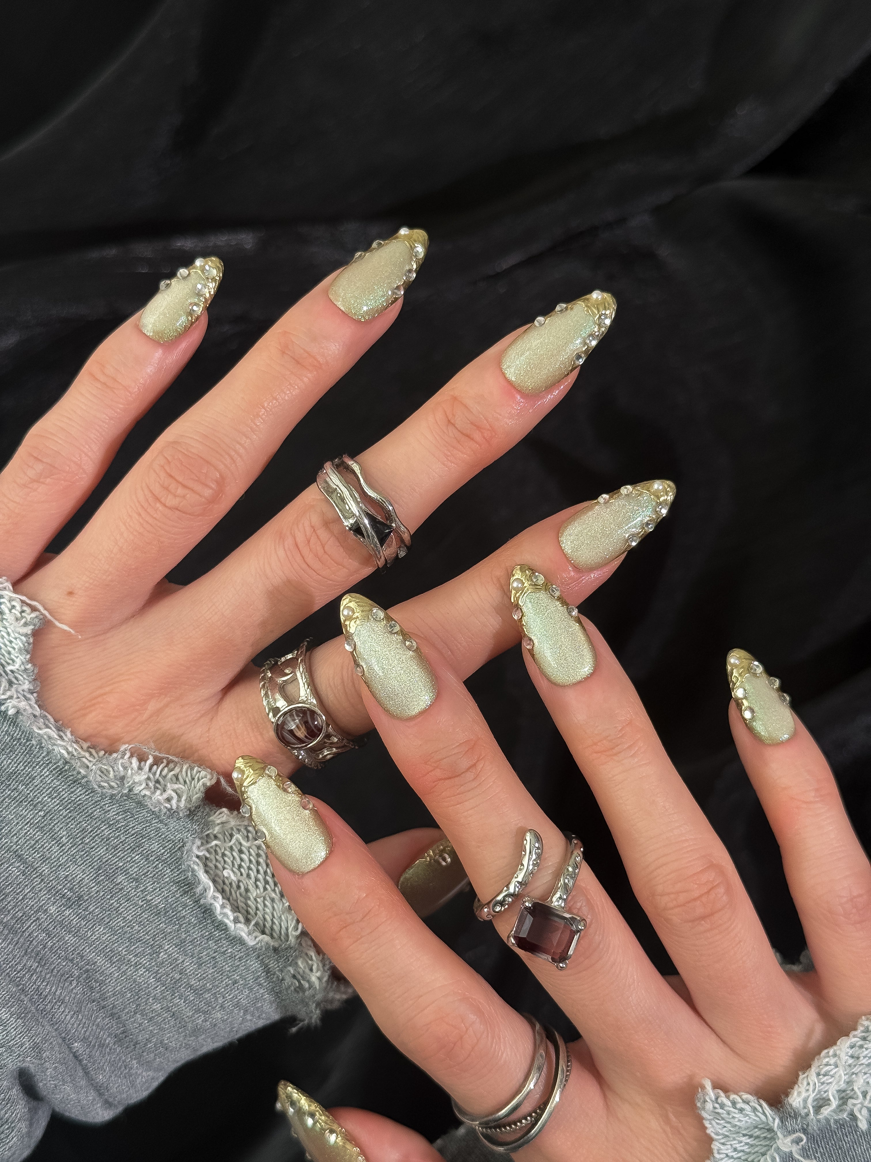 Gilded Empress press-on nails on hand