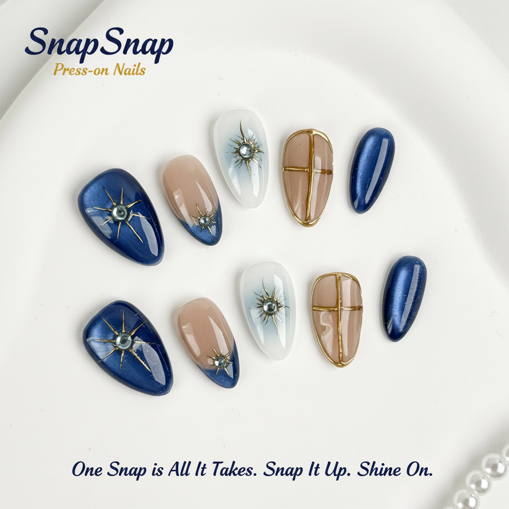 Sapphire Sky press-on nails cover photo